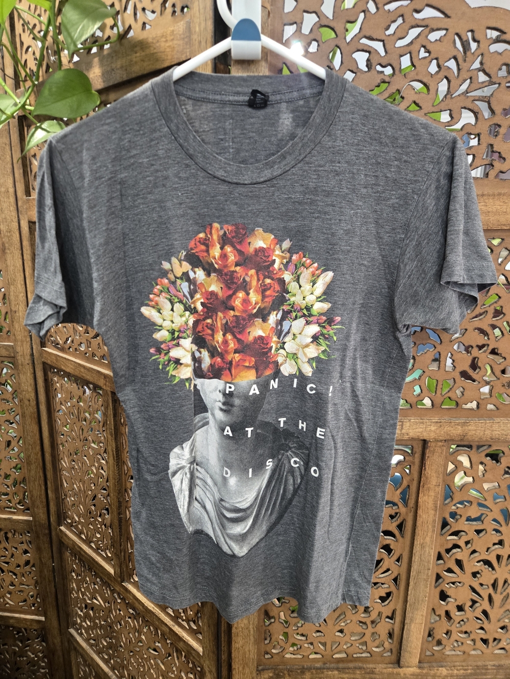 Panic At The Disco - Grey Graphic Tee with Floral Print